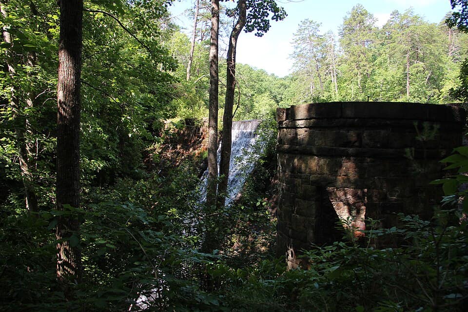 Mountain Lake dam, Paris Mountain State Park June 2019
