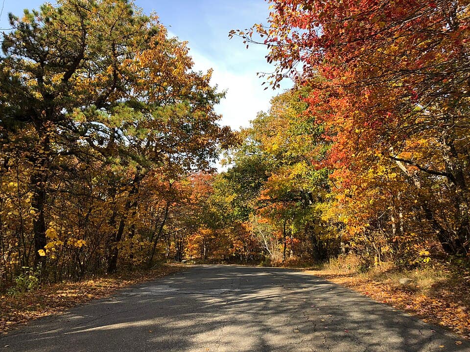 2020-10-18 10 23 23 View southwest along Monument Road in autumn within High Point State Park on the border of Montague Township and Wantage Township in Sussex County, New Jersey